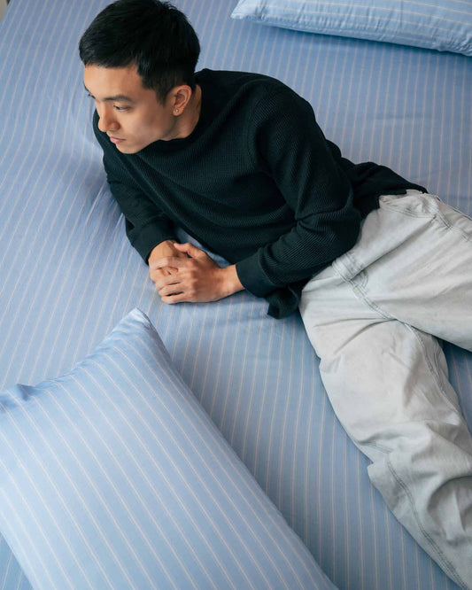 Fitted Sheet Set - Sleepover Stripes in Blue