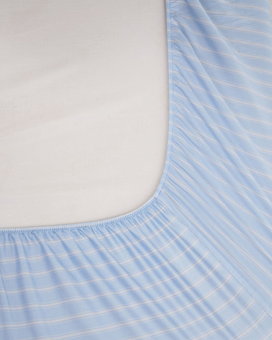 Fitted Sheet - Sleepover Stripes in Blue