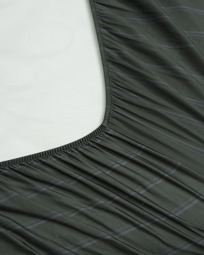 Fitted Sheet - Pajama Stripes in Forest