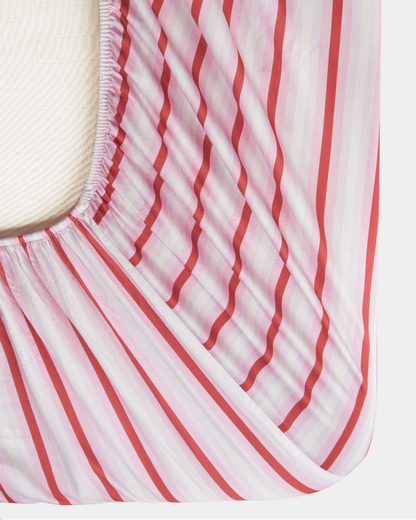 Fitted Sheet -  Candy Stripes in Pink