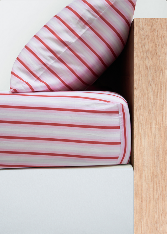 Fitted Sheet -  Candy Stripes in Pink